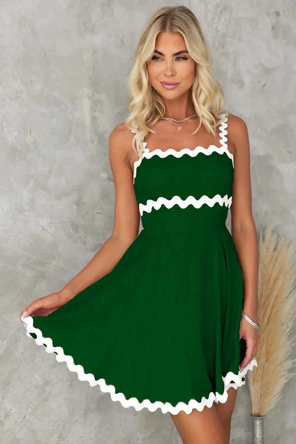Contrast Trim Square Neck Mini Dress, image 17