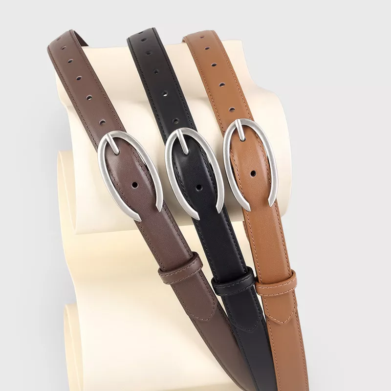 Oval Buckle Leather Belt, image 3