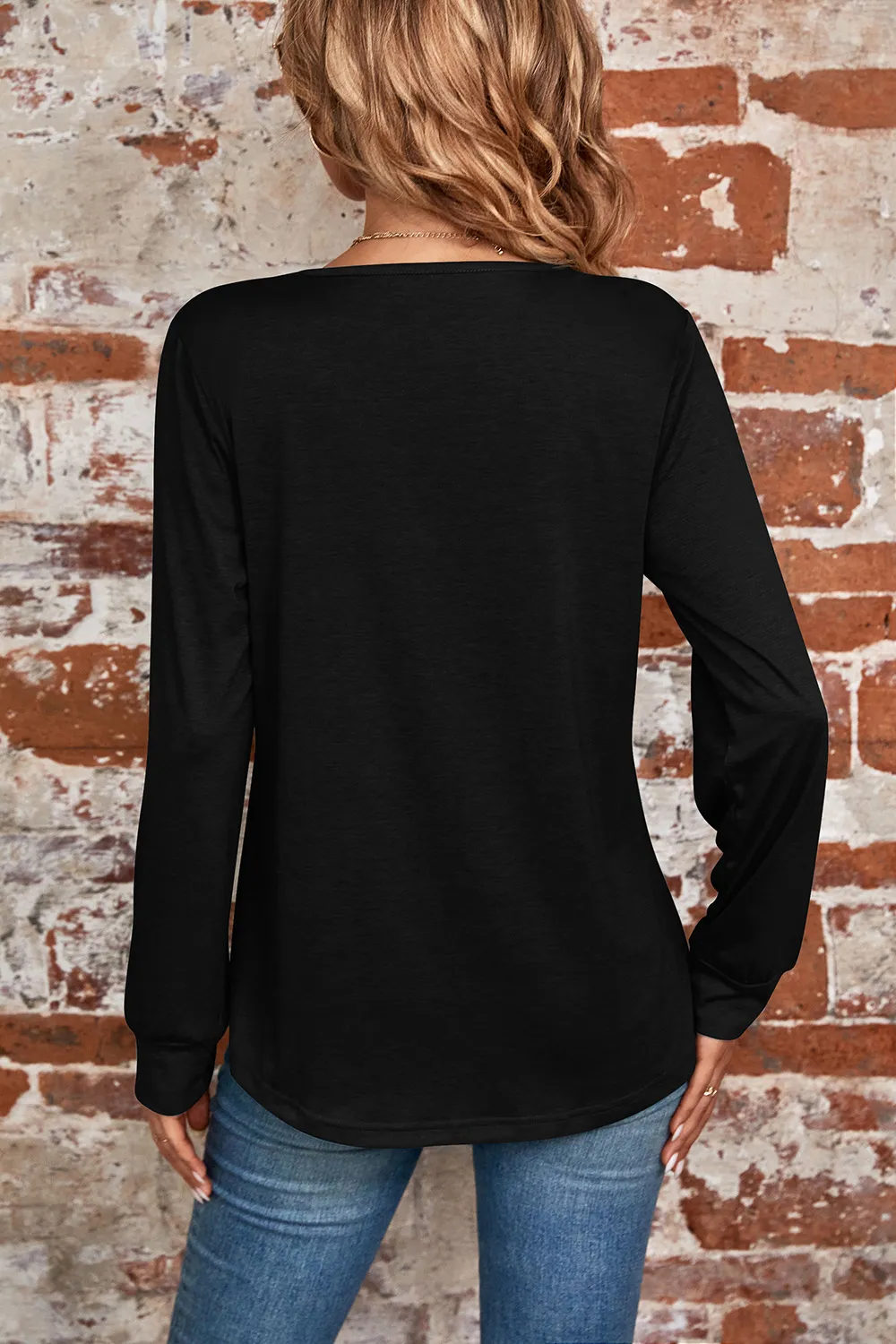 Ruched Square Neck Long Sleeve T-Shirt, image 9