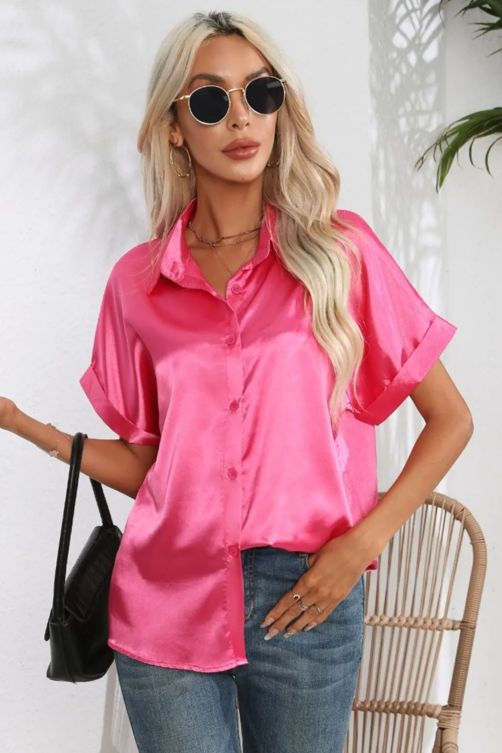 Collared Neck Short Sleeve Shirt, image 16
