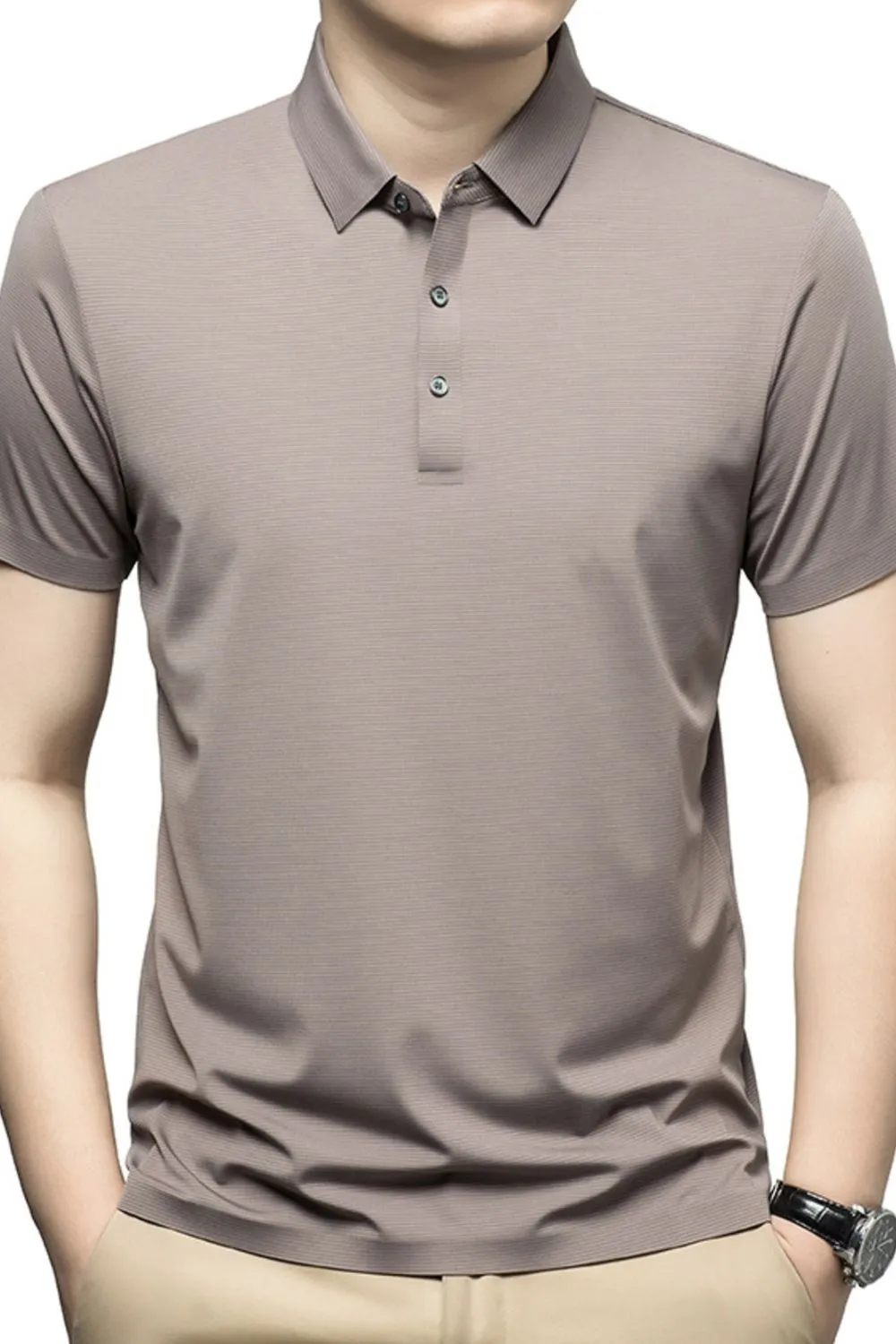 Men's Plus Size Button Detail Short Sleeve Polo, image 2