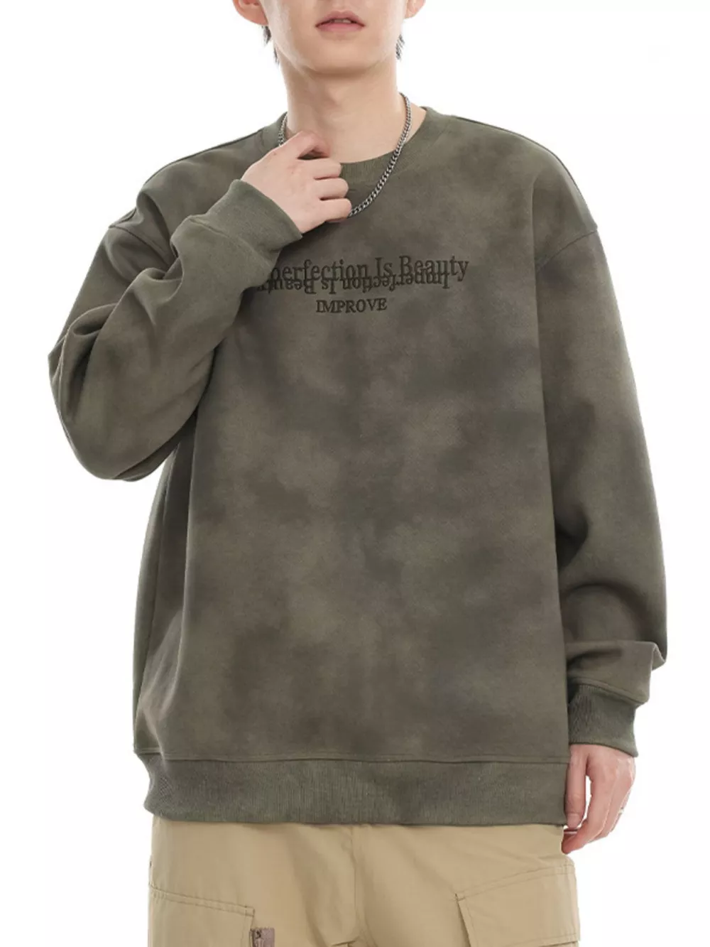Men's Plus Size Letter Long Sleeve Casual Sweatshirt