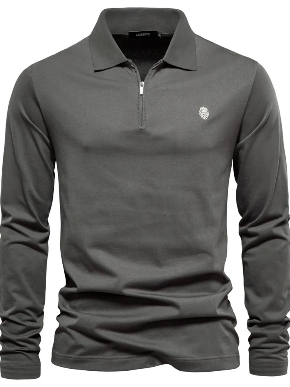Men's Zip Collar Long Sleeve Polo