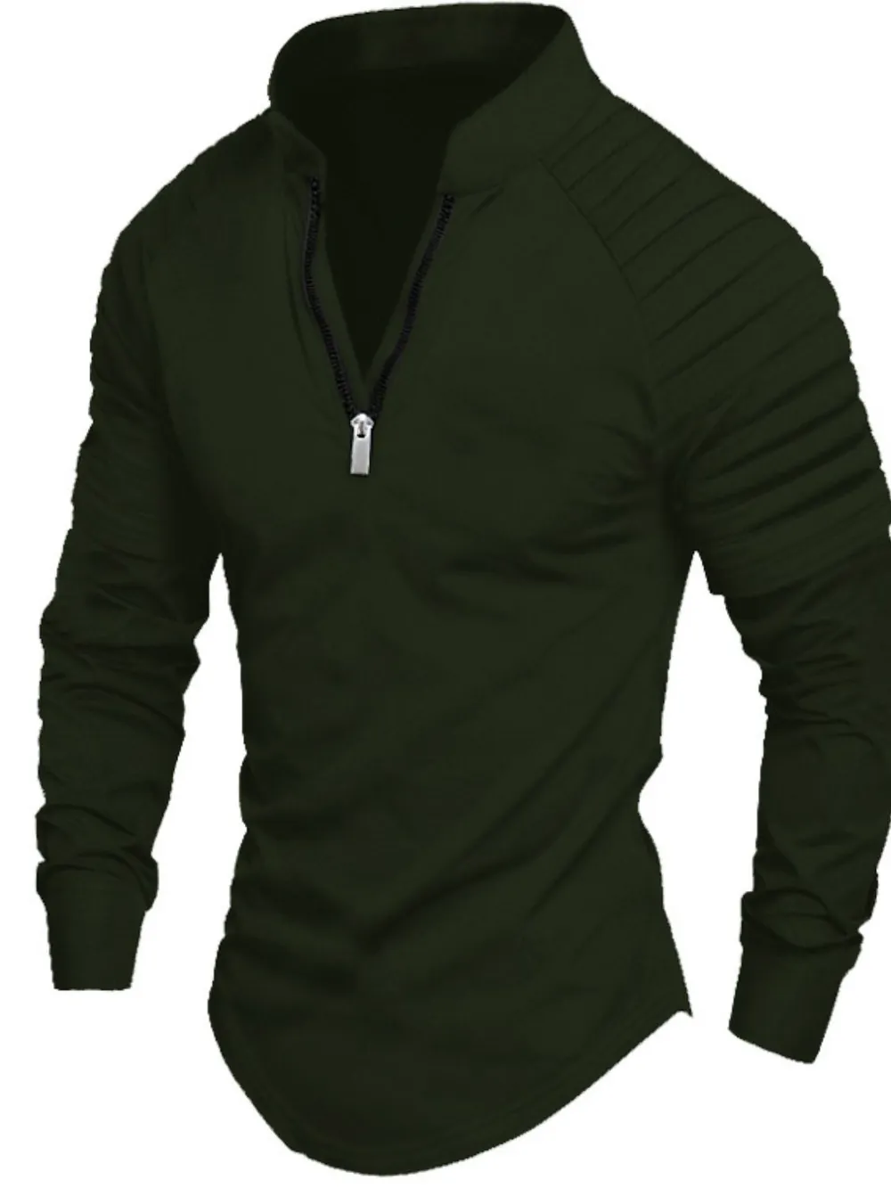 Men's Full Size Quarter Zip Long Sleeve Polo Plus SIze