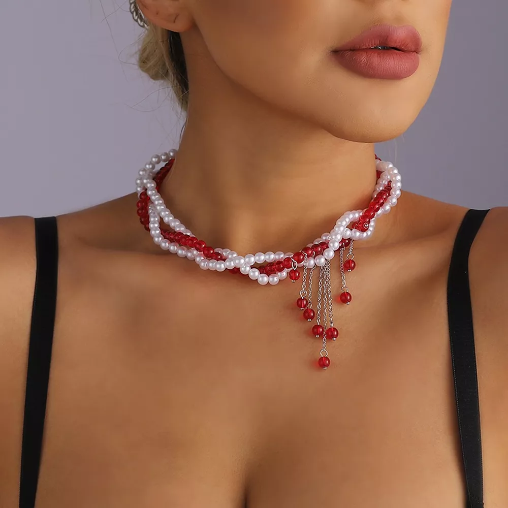 Twisted Bead Tassel Necklace, image 2