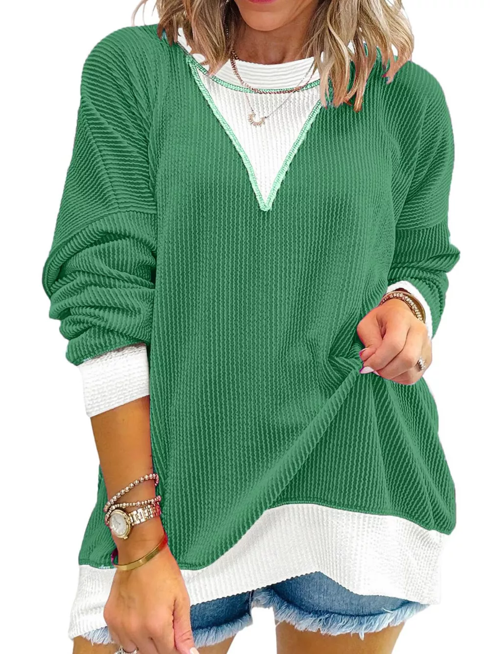 Contrast Dropped Shoulder Sweatshirt, image 2
