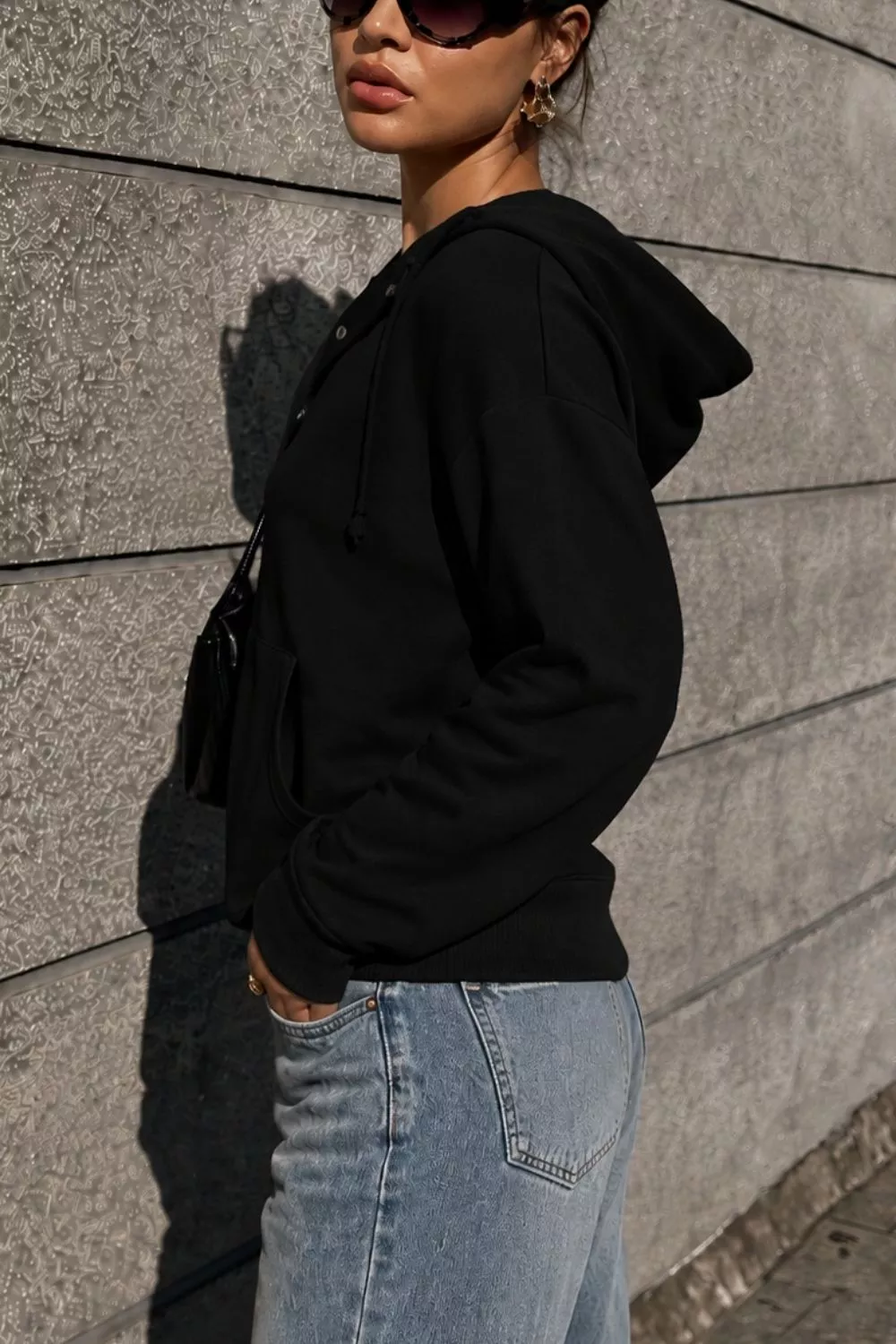 Half Snap Kangaroo Pocket Hoodie, image 11