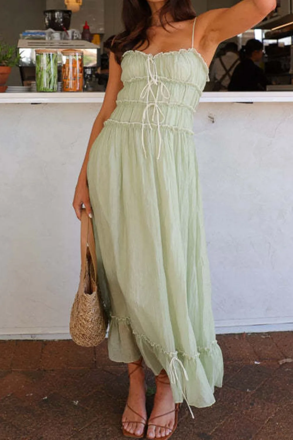 Ruffled Hem Frill Midi Cami Dress, image 6