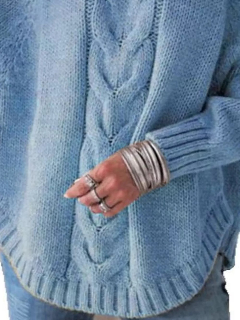 Cable-Knit Long Sleeve Sweater, image 8