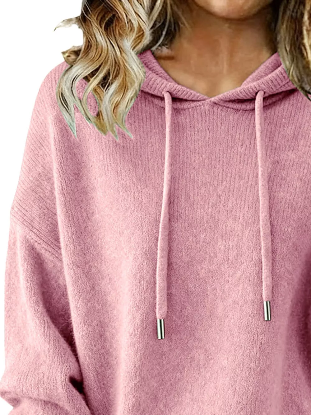 Drawstring Long Sleeve Hooded Sweater, image 25