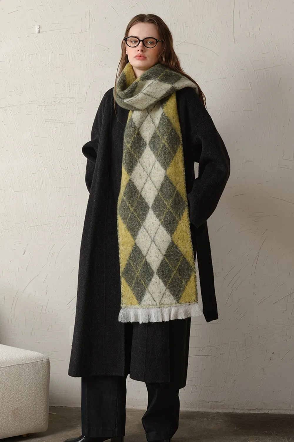 Fringe Argyle Polyester Scarf, image 2