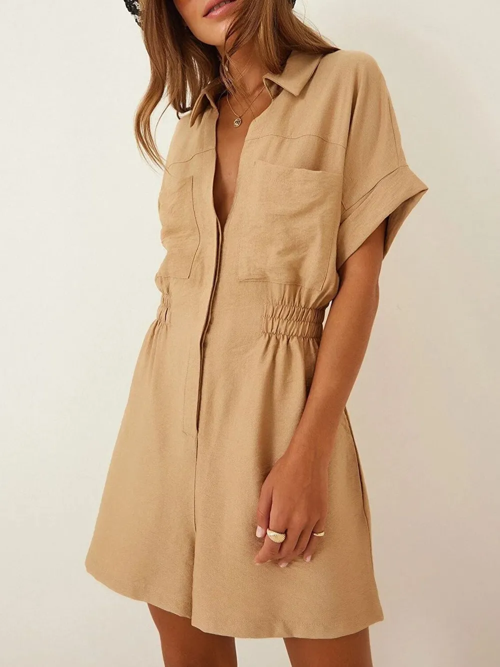 Johnny Collar Short Sleeve Romper, image 3