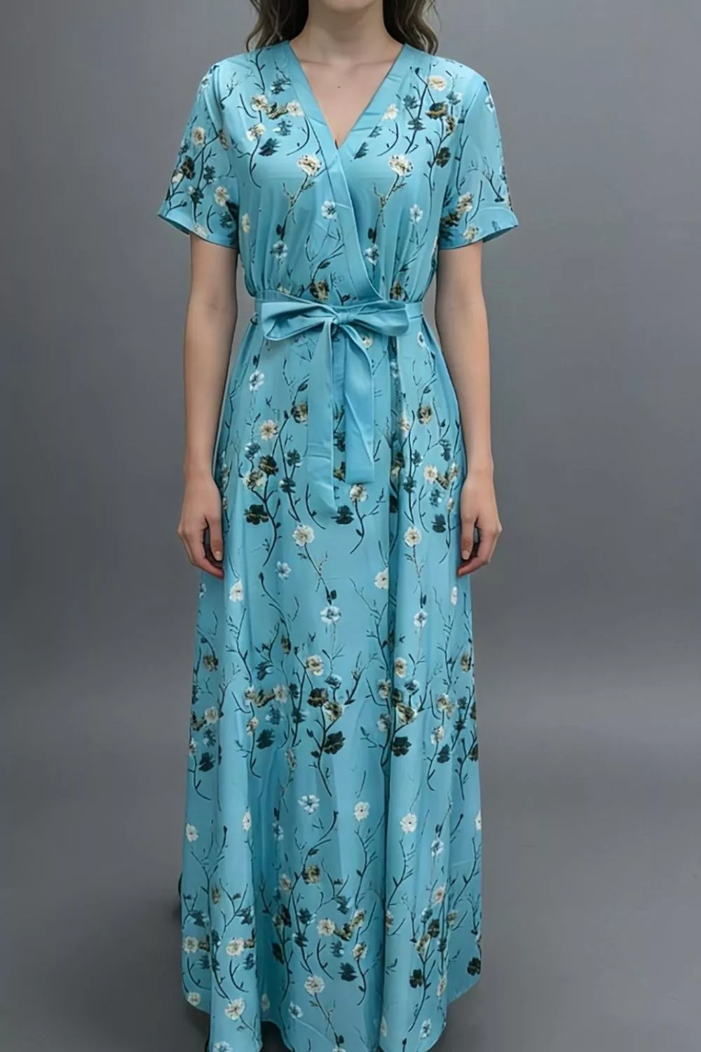 Floral Print Wrap Maxi Dress, image 2