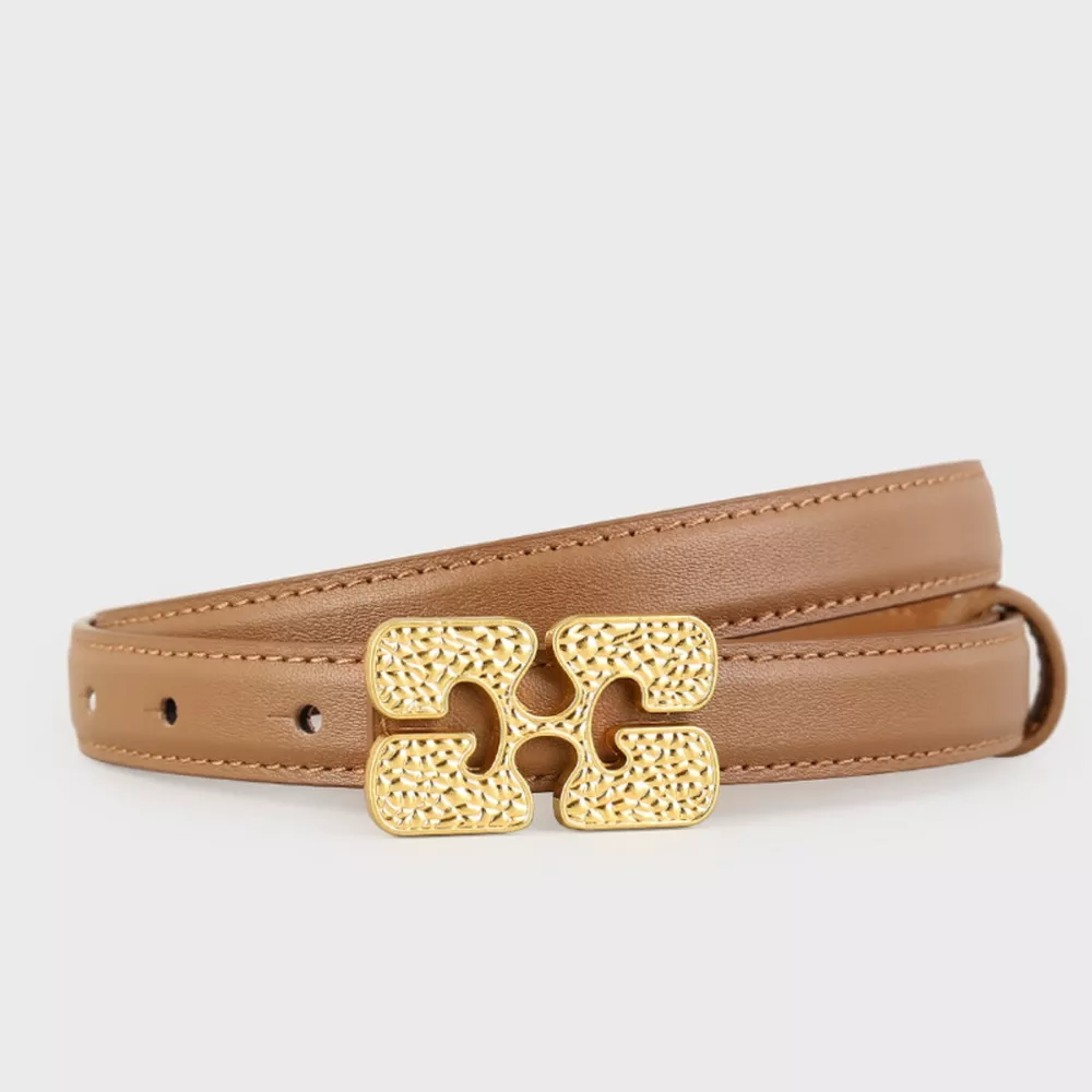Gold Buckle Leather Belt, image 8