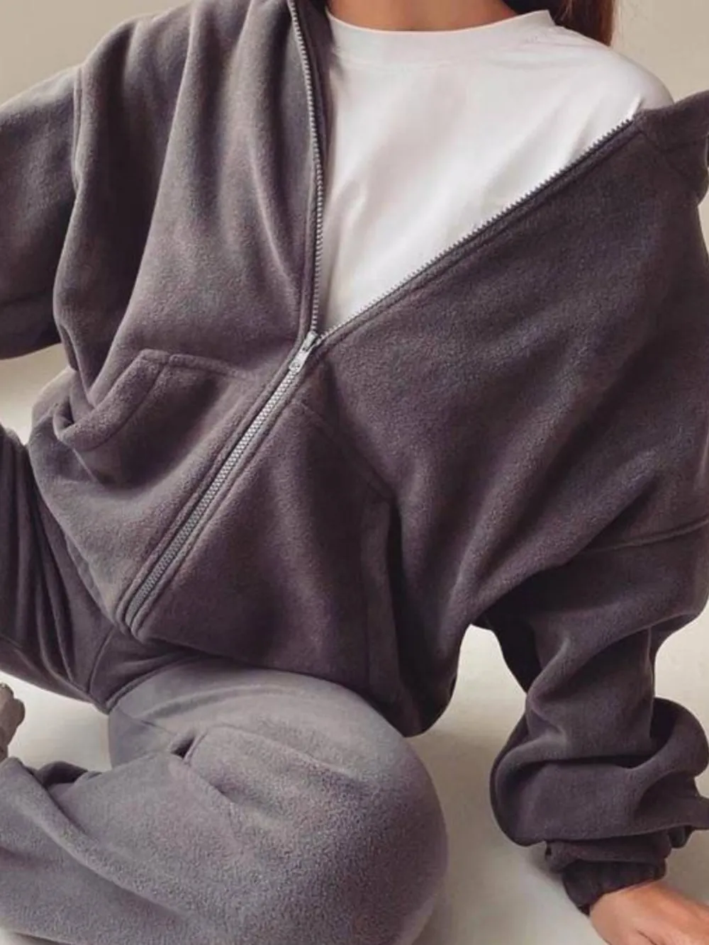 Zip Up Long Sleeve Hoodie and Joggers Set, image 5