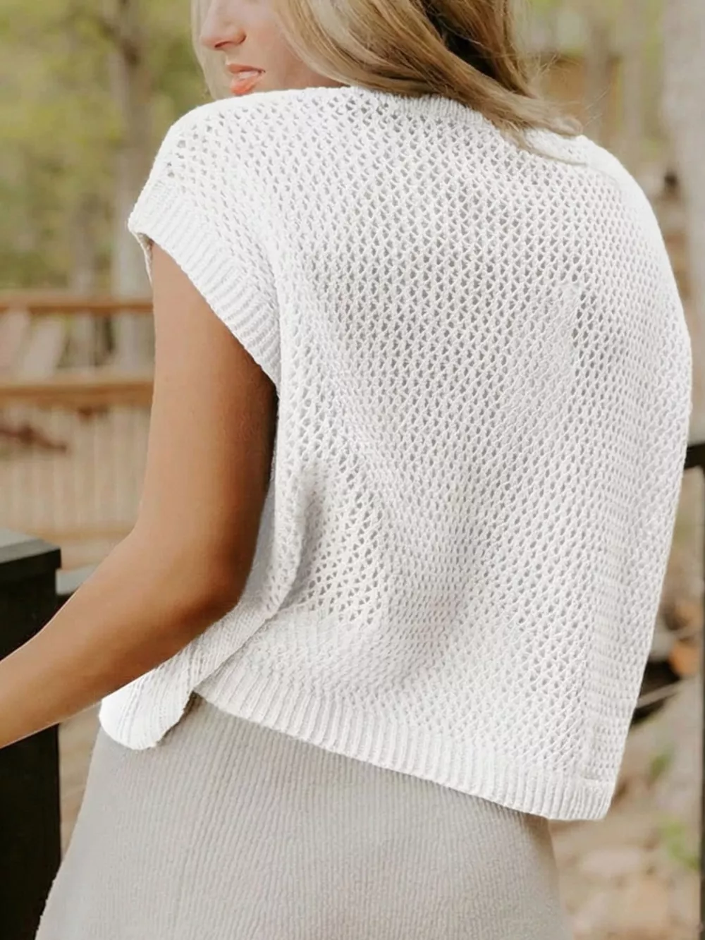 American Flag Knitted Short Sleeve Sweater, image 3