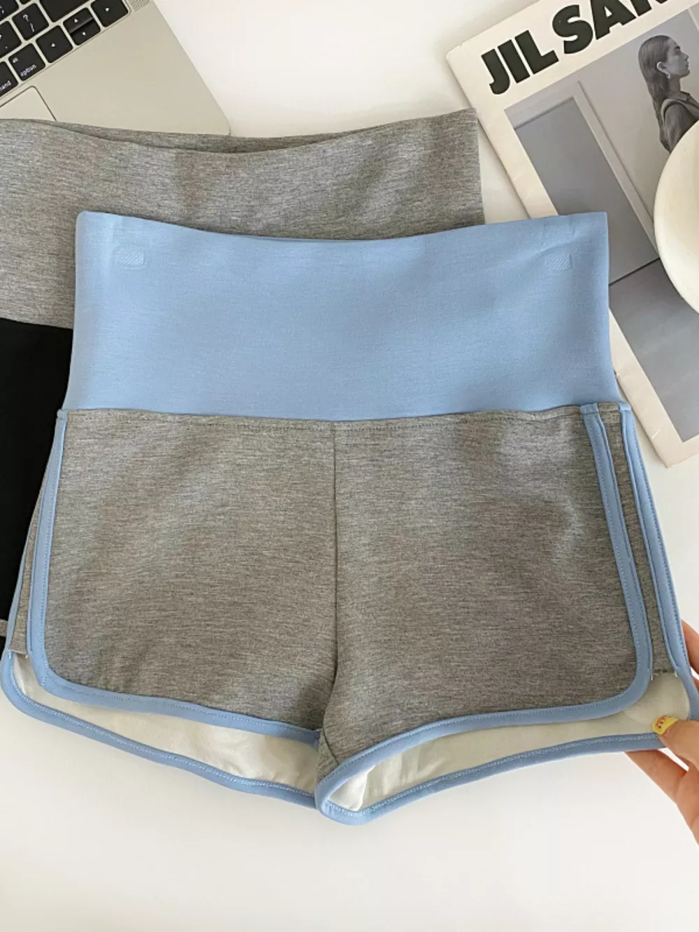 High Waist Contrast Trim Shorts, image 5