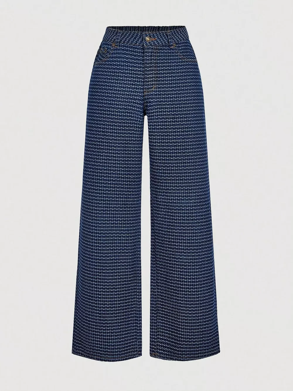 Halter Neck Denim Vest and Wide-Leg Jeans Set, image 19