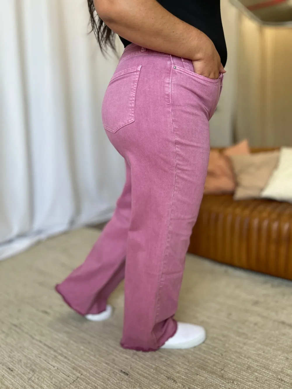 Full Size High Rise Garment Dye Wide Leg Jeans, image 18
