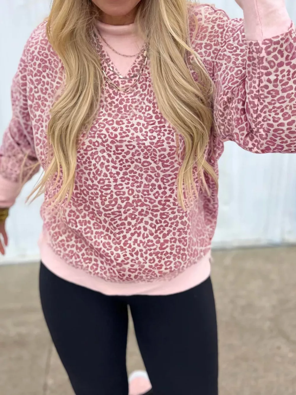 Leopard Long Sleeve Relaxed Fit Sweatshirt, image 2