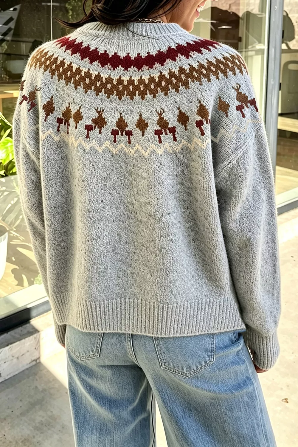 Fair Isle Patterned Crew Neck Sweater, image 2