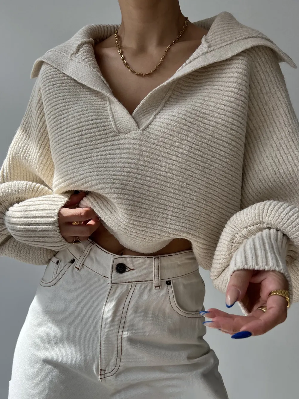 Johnny Collar Long Sleeve Sweater, image 5