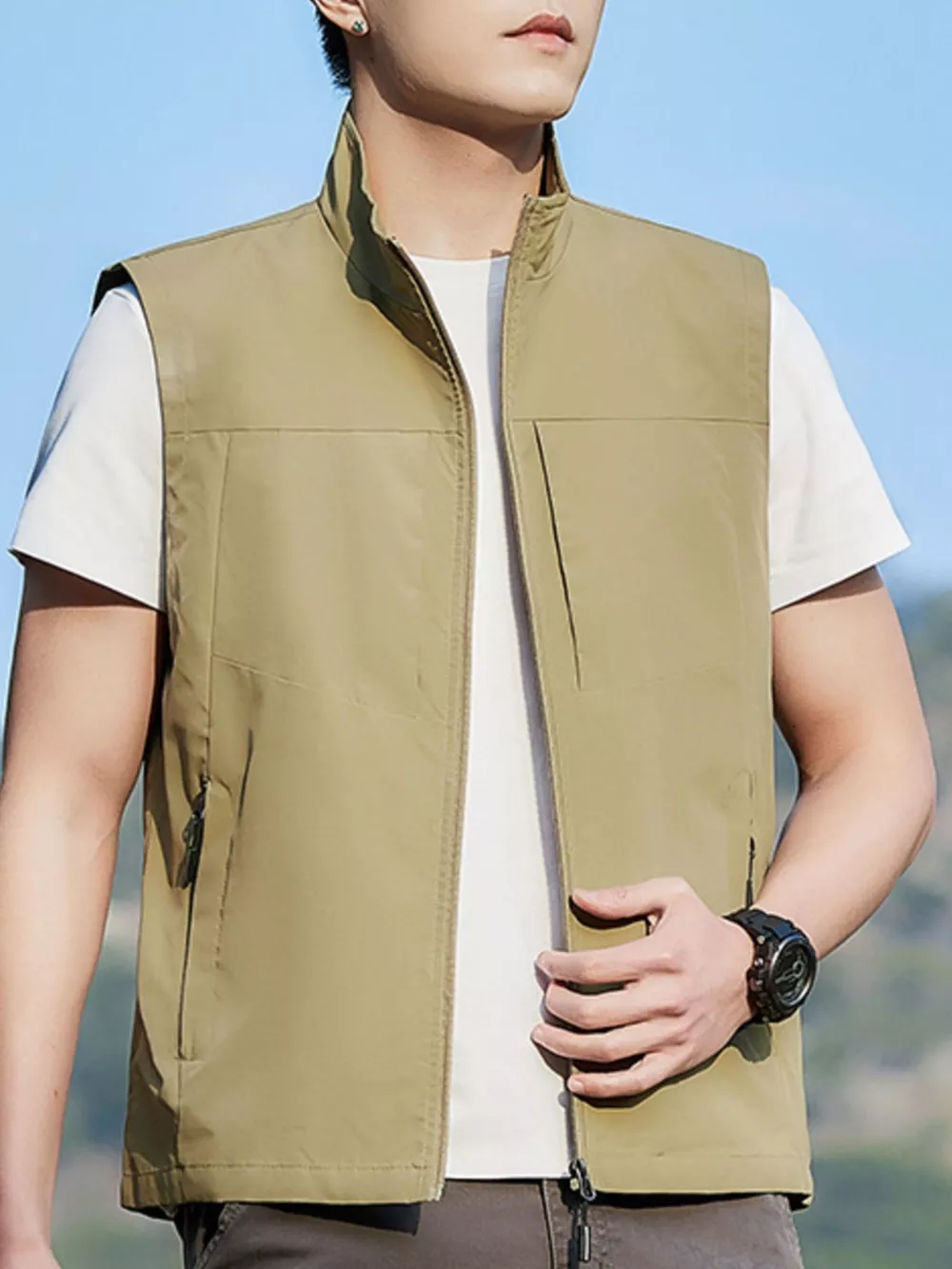 Men's Plus Size Lightweight Zip Up Vest, image 9