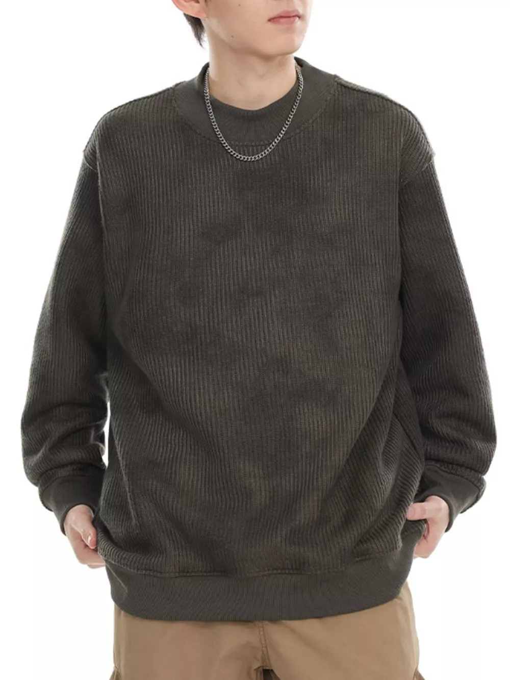 Men's Plus Size Round Neck Long Sleeve Sweatshirt, image 7