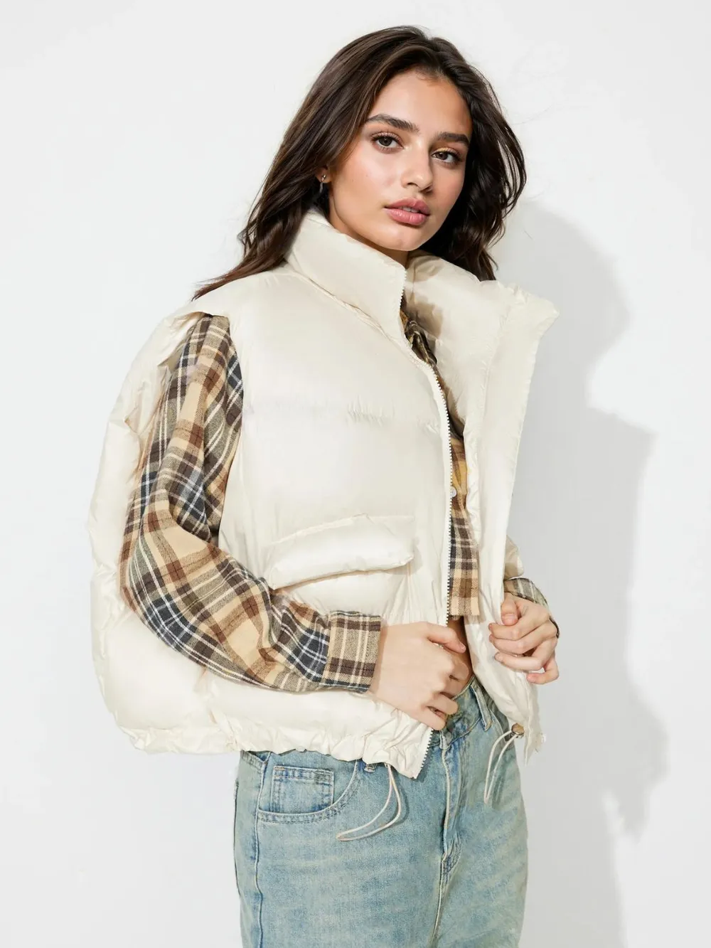 Zip Up Vest Coat with Pockets, image 5
