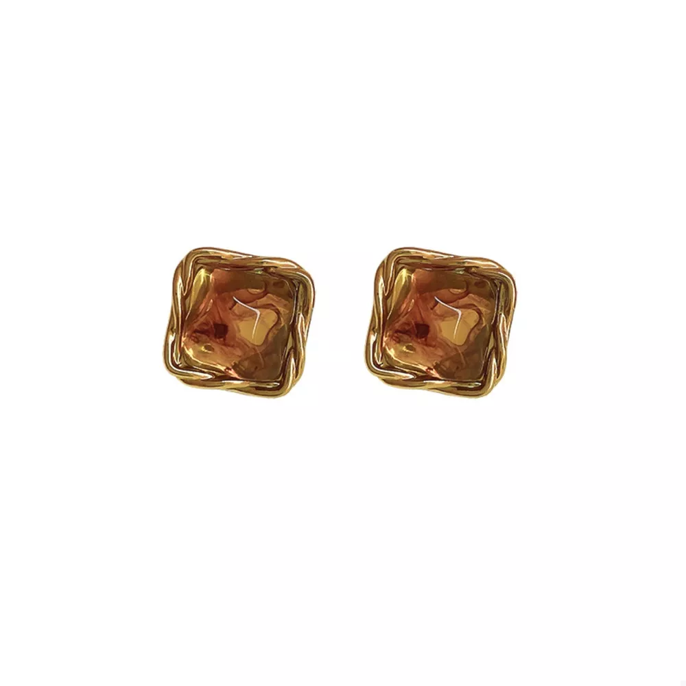 18K Gold-Plated Alloy Resin Geometric Earrings, image 5