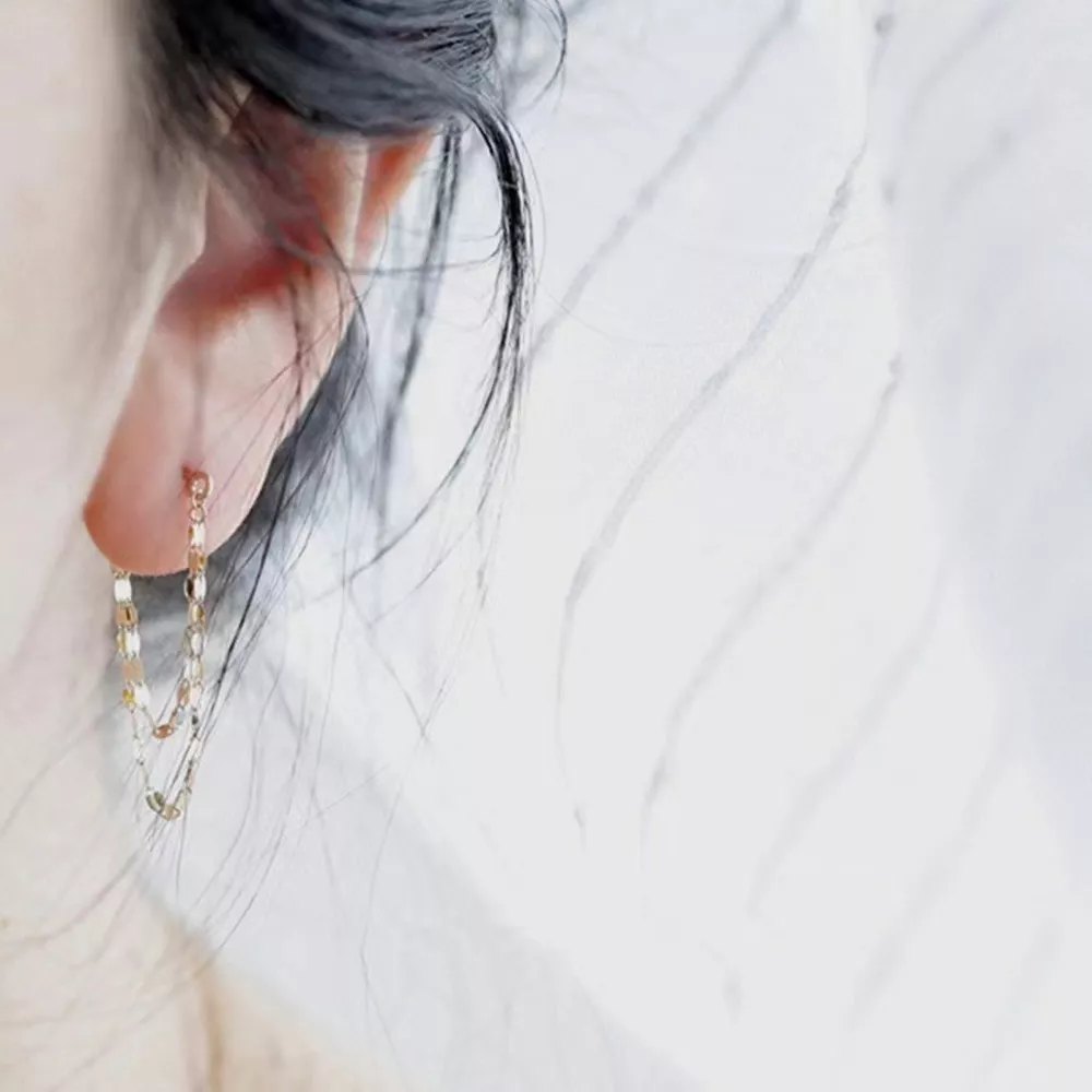 18K Gold-Plated Chain Earrings, image 3