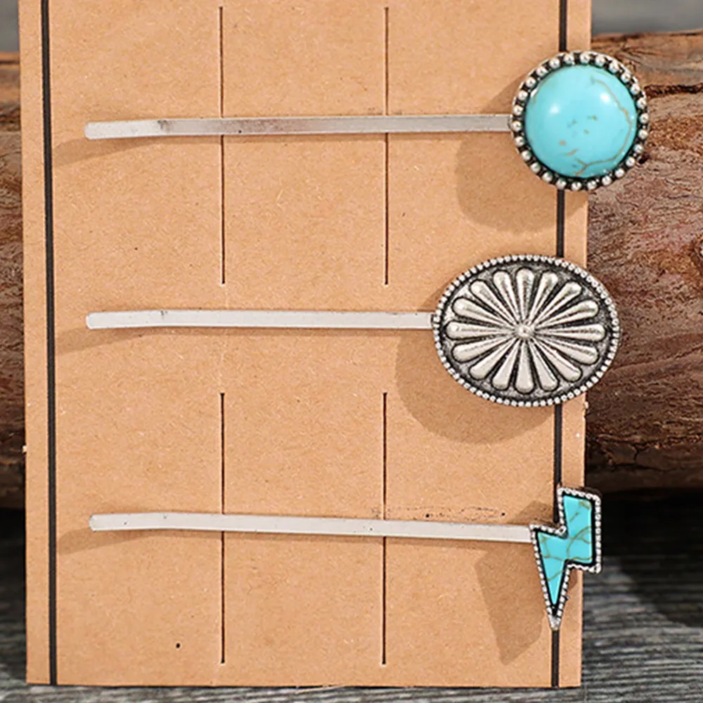 3 PCS/Set Artificial Turquoise Hair Pins, image 7