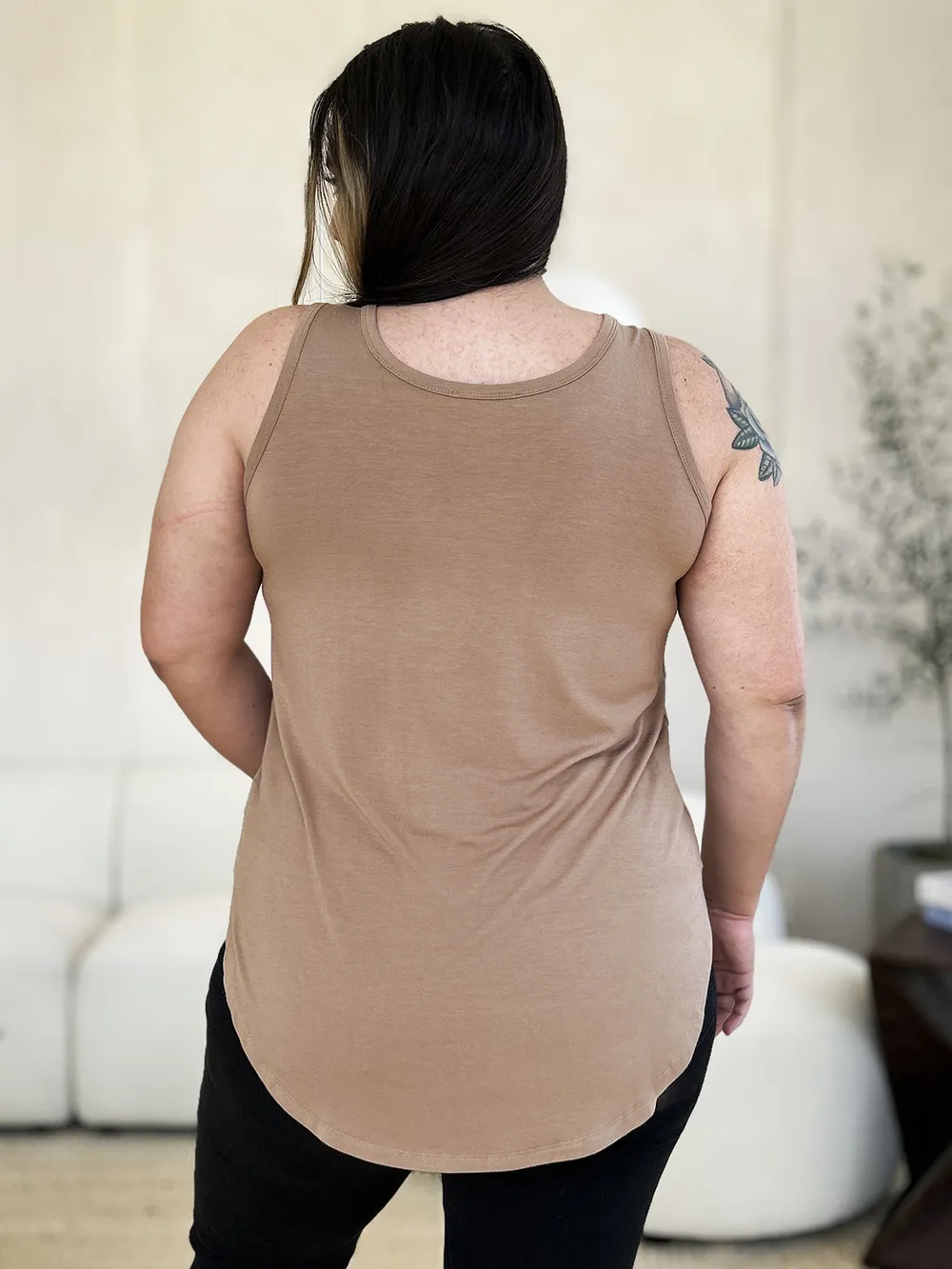 Full Size Round Neck Curved Hem Tank, image 30
