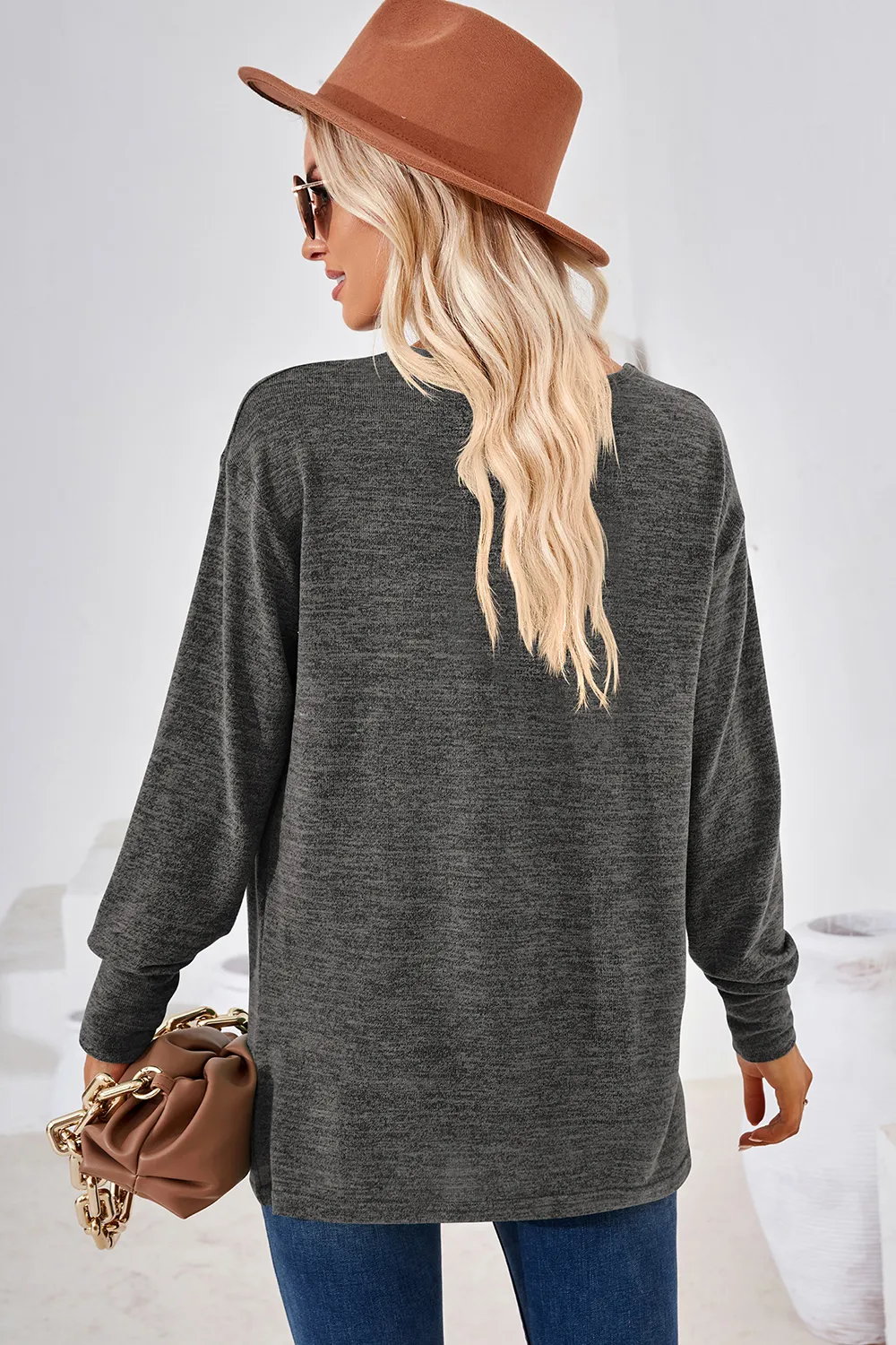 V-Neck Dropped Shoulder T-Shirt, image 24