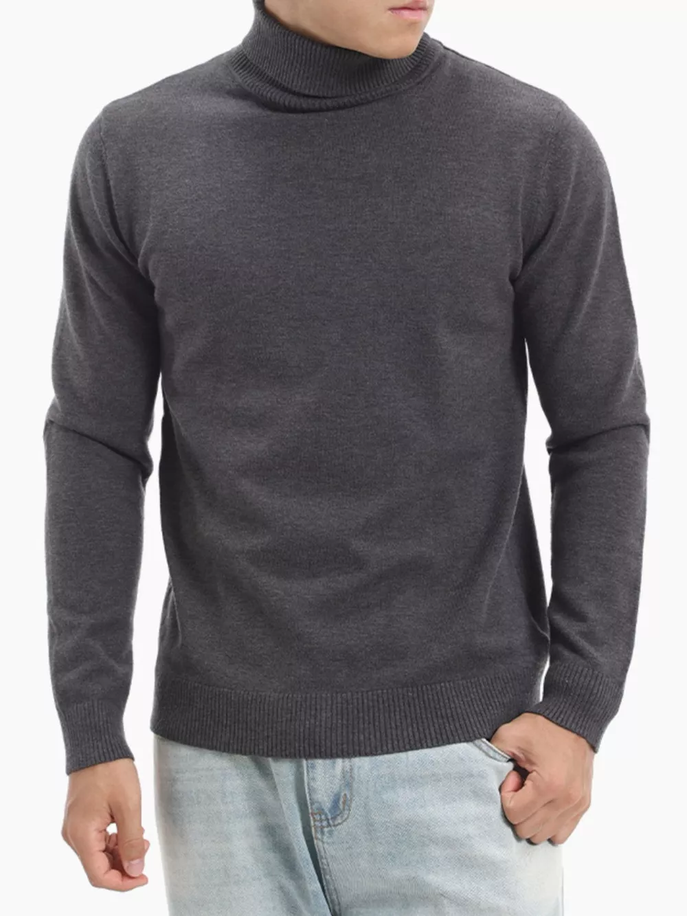 Men's Plus Size Slim-Fit Turtleneck Sweater, image 9