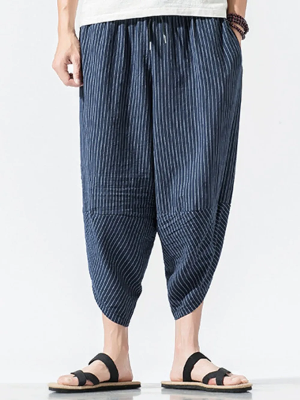 Men's Plus Size Striped Wide Leg Pants, image 3