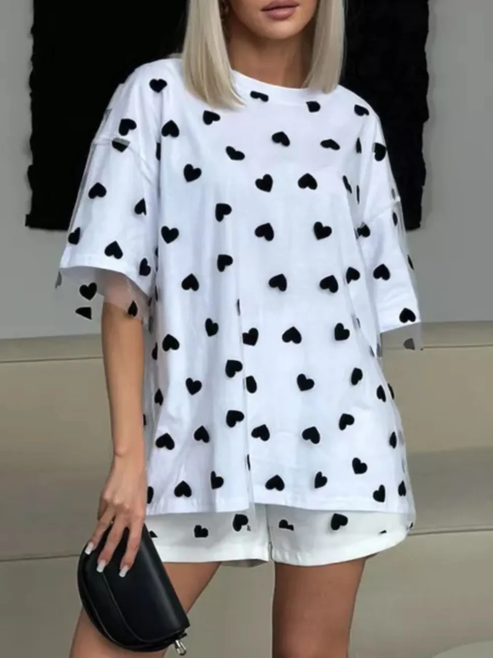 Heart Print Oversized T-Shirt, image 19