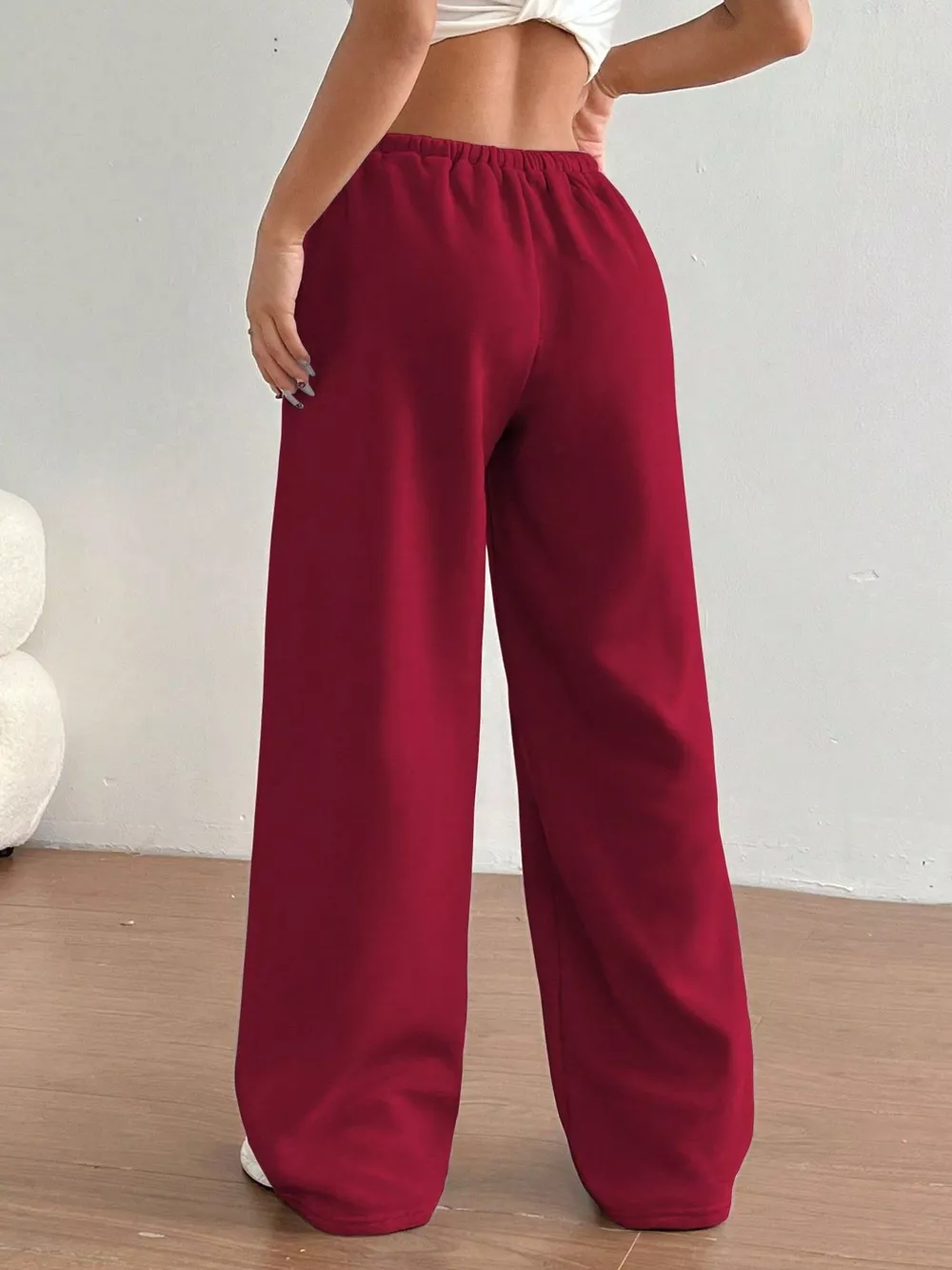 Casual Drawstring High Waist Wide Leg Sweatpants, image 19