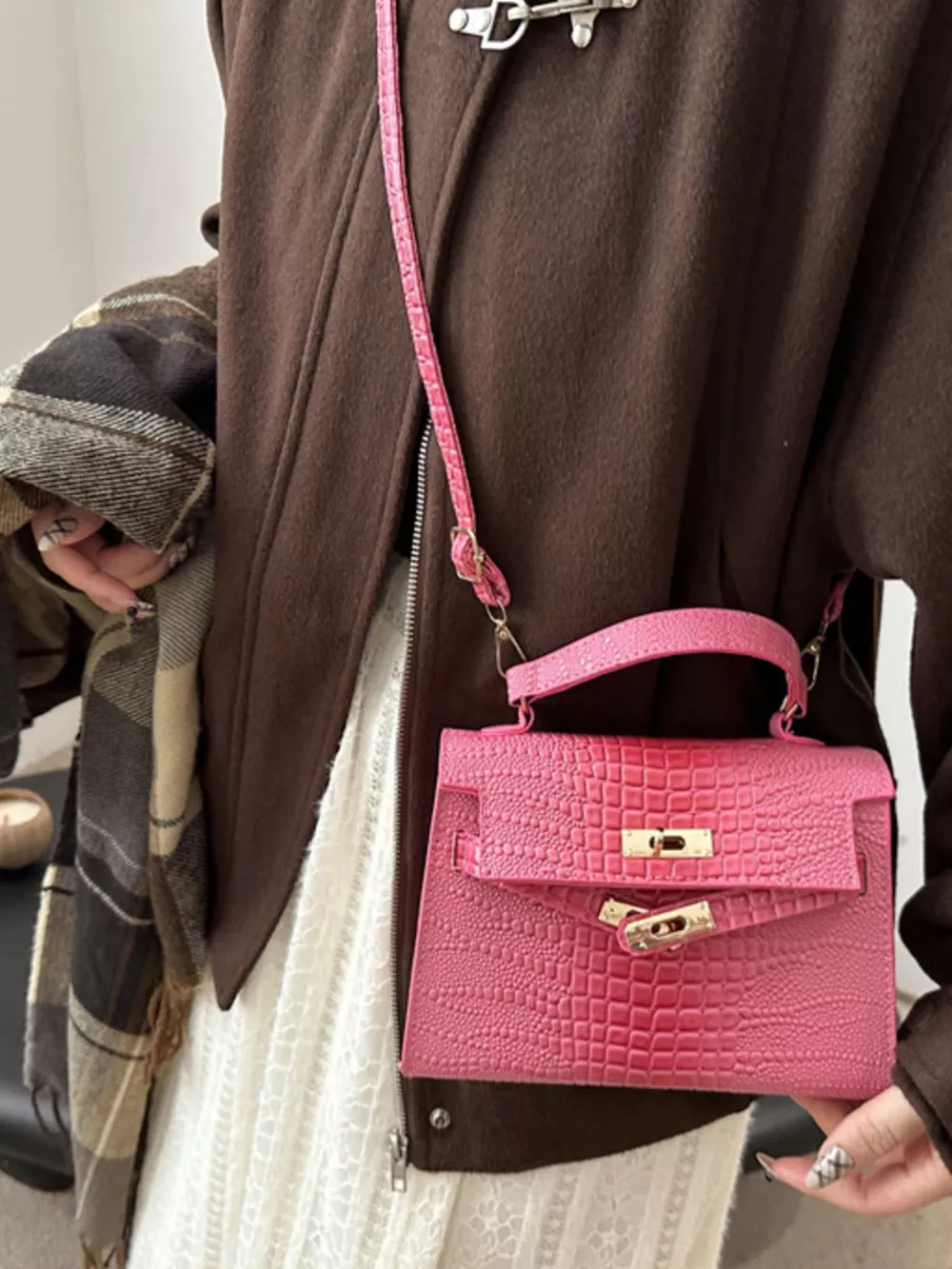 Embossed Flap Crossbody Bag, image 4