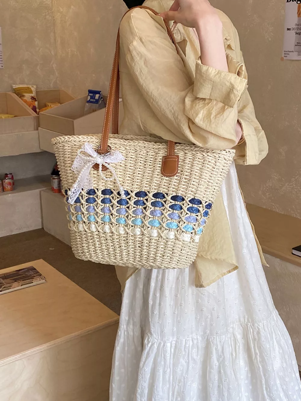 Woven Straw Shoulder Bag, image 6