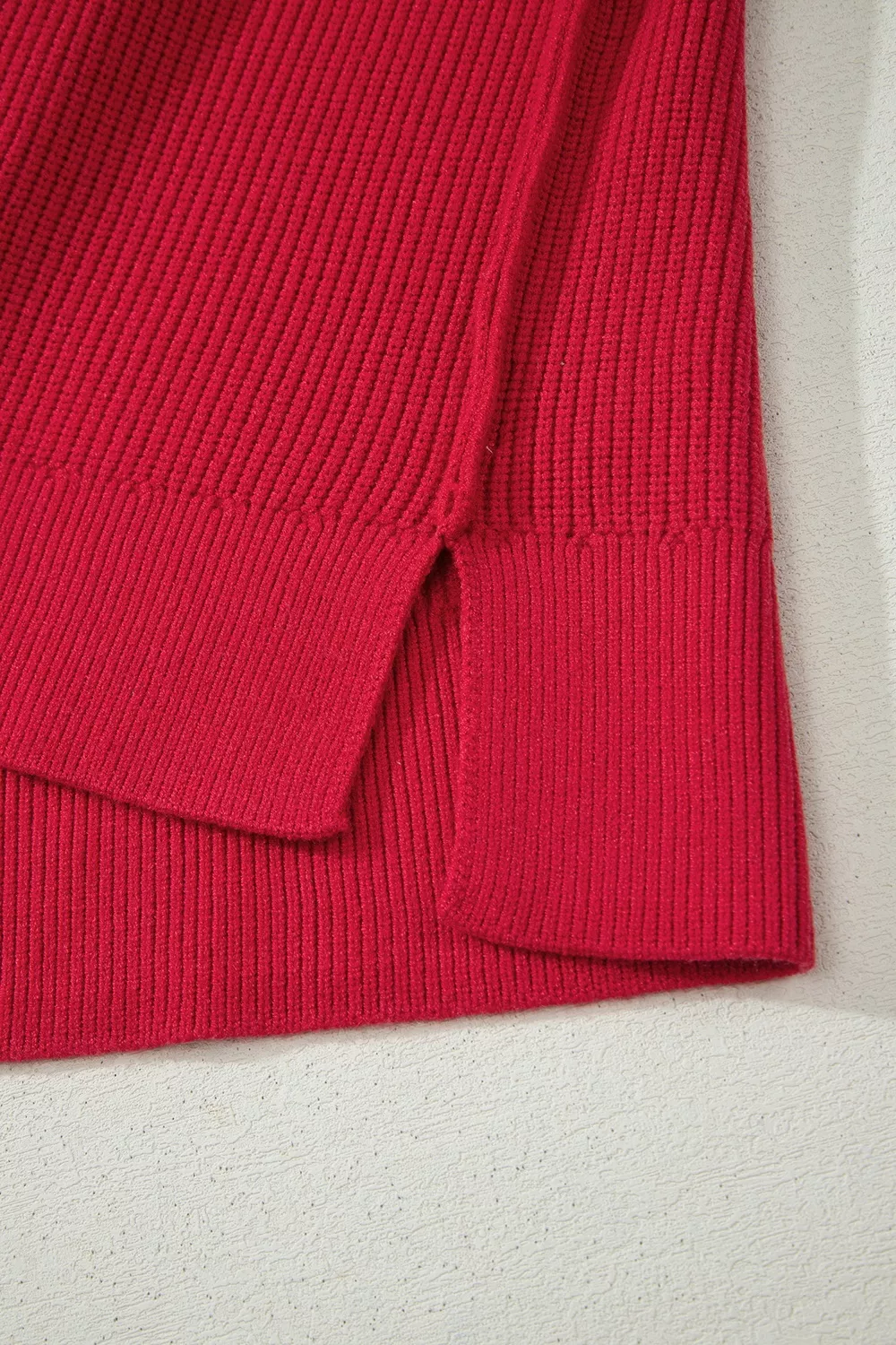 Long Sleeve Ribbed Knit Stand Neck Regular Fit Sweater, image 9
