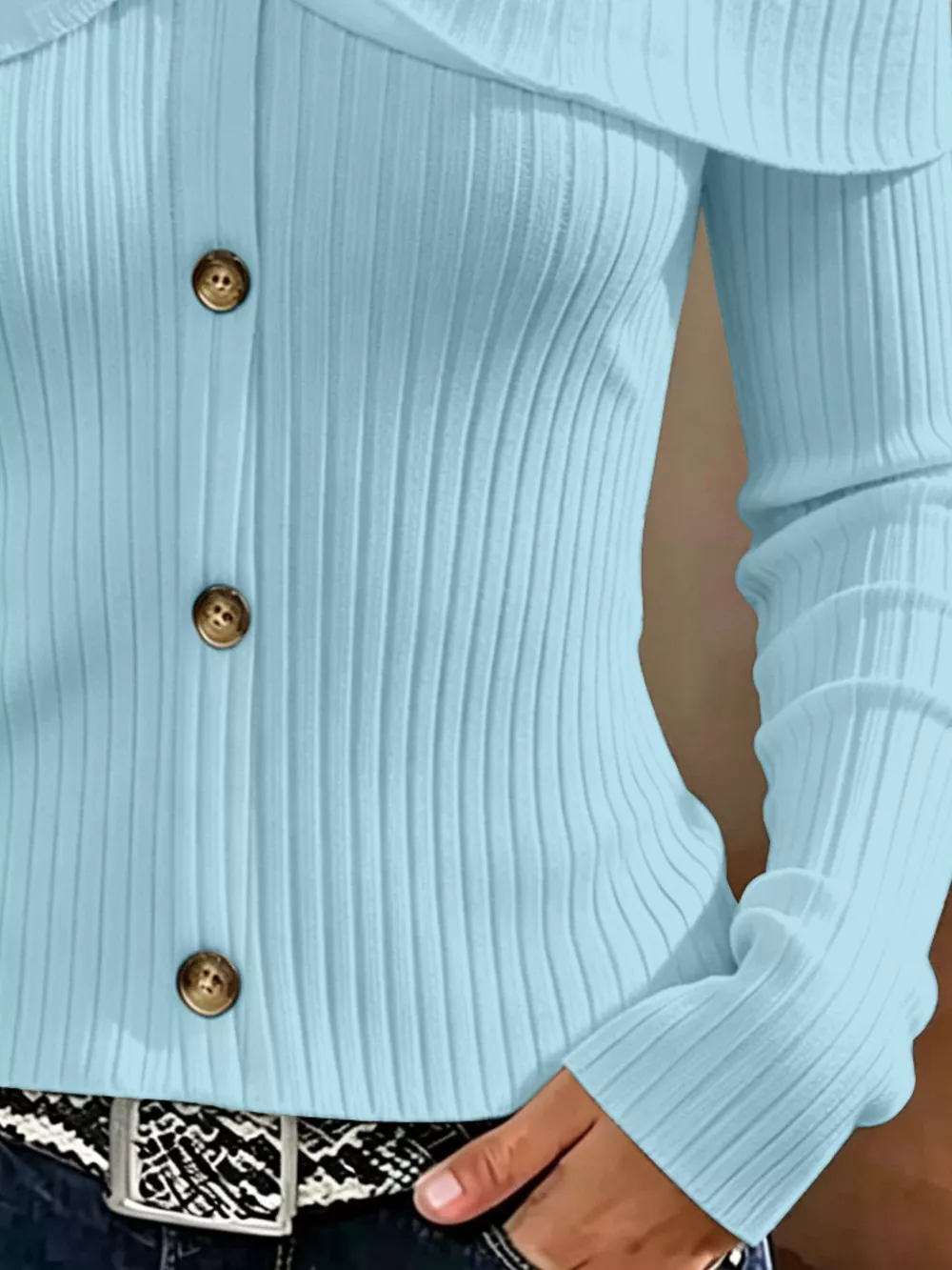 Cold Shoulder Ribbed Knit Top, image 18