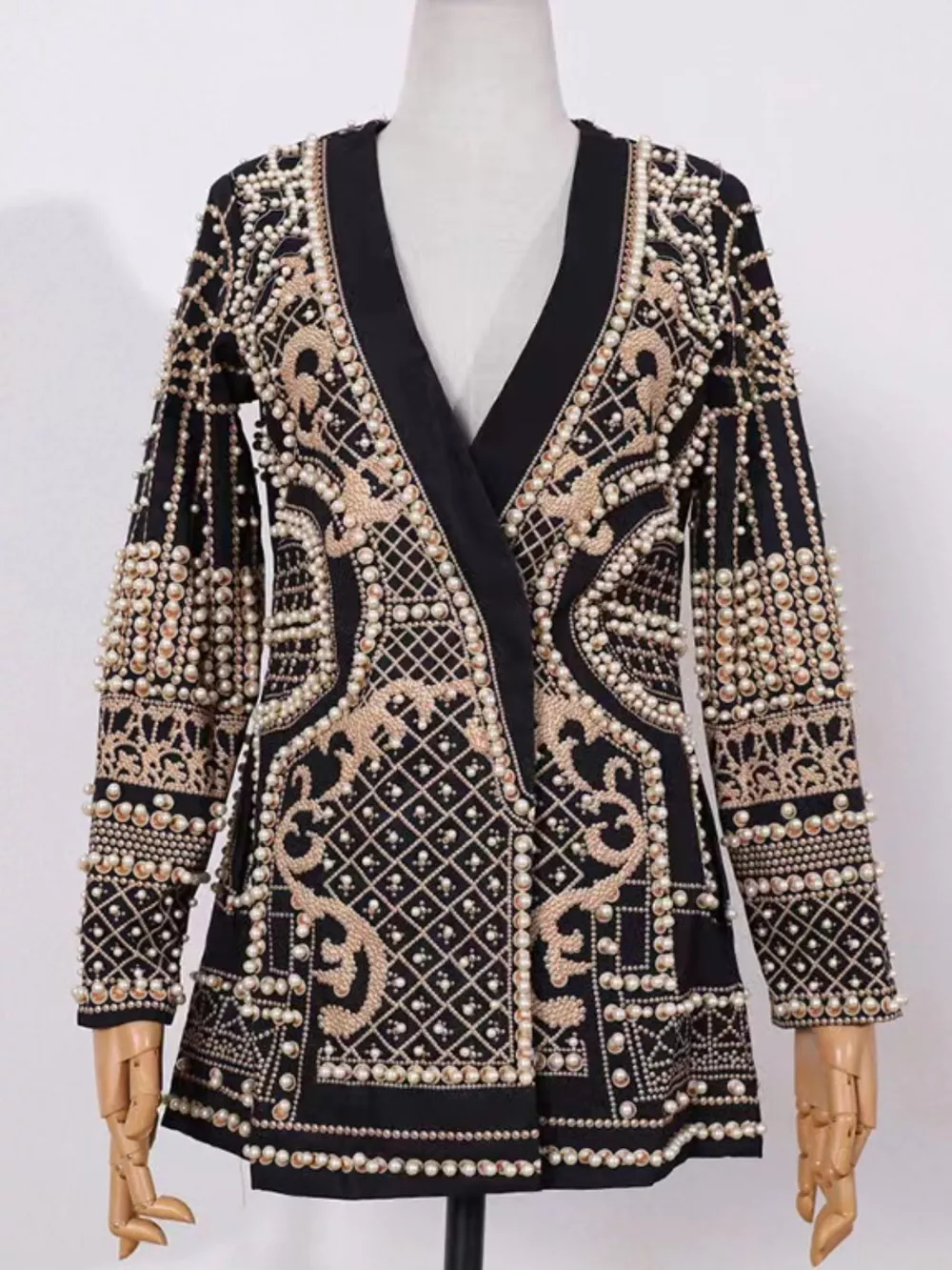 Full Size Embellished Pearl One-Button Blazer Plus Size, image 6