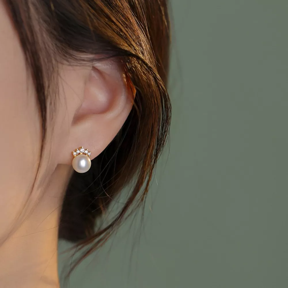 Freshwater Pearl Stud Earrings, image 3