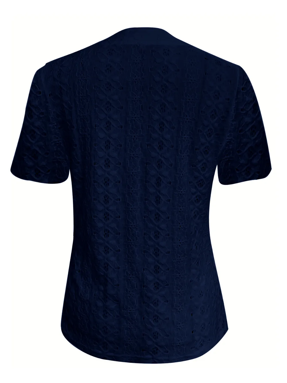 Openwork Notched Short Sleeve Top, image 21