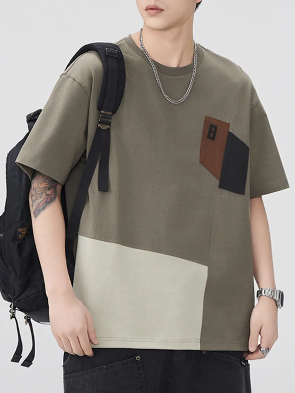 Men's Plus Size Round Neck Short Sleeve T-Shirt, image 4