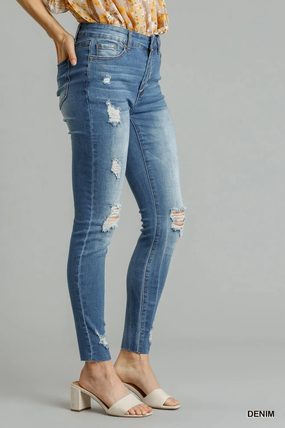 Distressed Skinny Jeans with Edge Detail, image 4