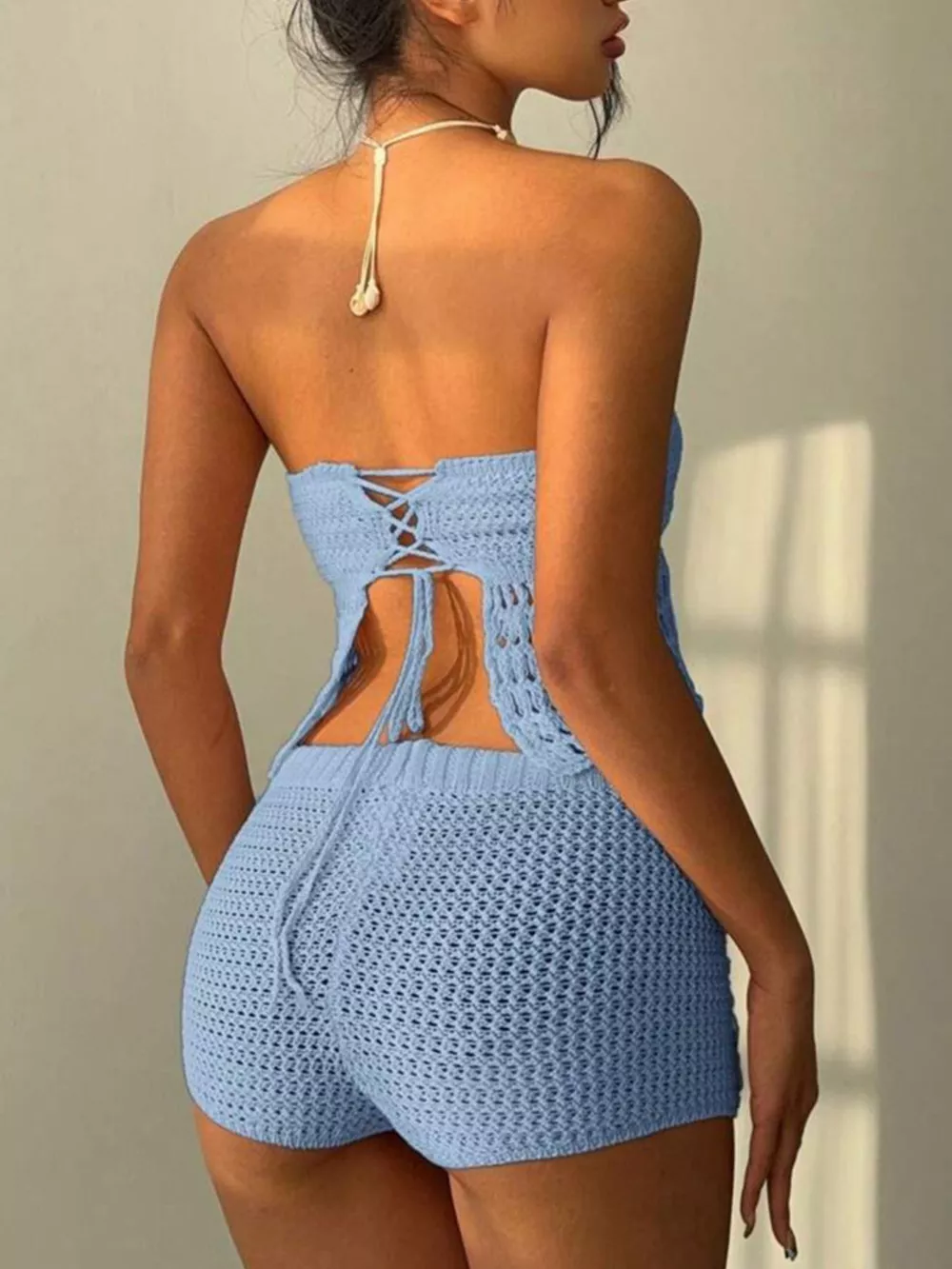 Crochet Tube Top and Shorts Sweater Set, image 9