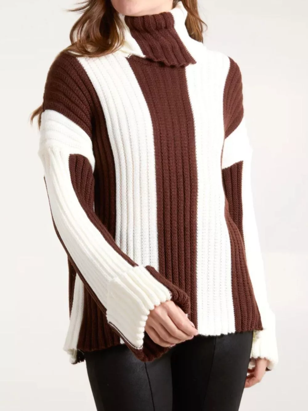 Color Block Ribbed Turtleneck Sweater, image 13