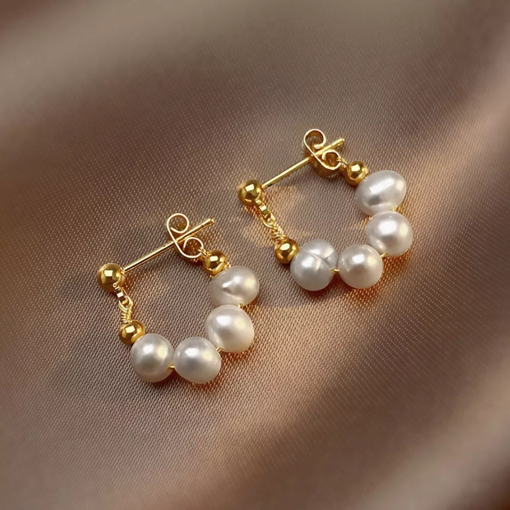 Freshwater Pearl Hoop Earrings, image 4